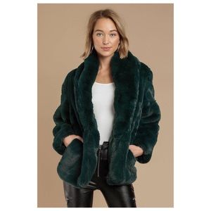 Badgley Mischka Emerald Green Faux Fur Jacket